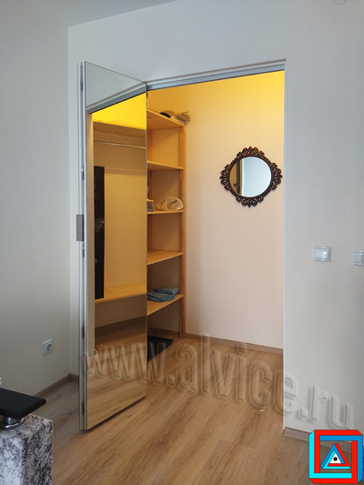 Зеркальные двери для ниши и гардеробной из 2-х створок