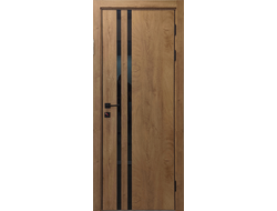 Дверь Модель СВ-2 Каштан Янтарный, Лакобель Черный