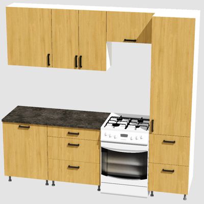 Кухня Эконом 1,8 метра с колонкой (1300х500) Цвет: Дуб Сонома/Дуб Сонома