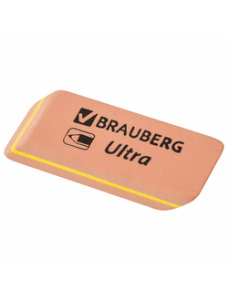 Ластик BRAUBERG "Ultra", 41х14х8 мм, оранжевый, натуральный каучук, 228705