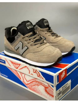 New Balance 574 Beige Black Big Size С Мехом