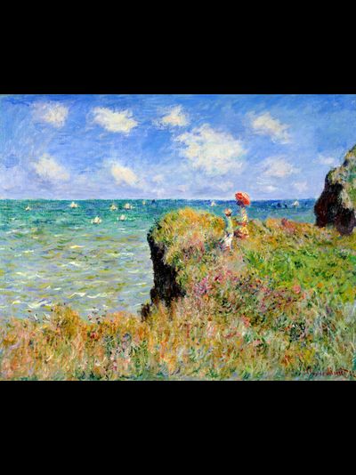 Купить греющую картину с фото репродукции Клода Моне Прогулка по скалам