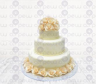 Торт № 1 "Белый с розами" (Свадебные)