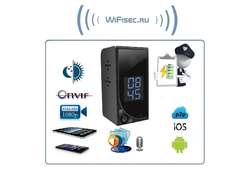 Комнатная беспроводная WiFi видеокамера на аккумуляторе с DVR с табло времени/будильник, Full HD (до 90 дней)  (CamSC Pro)