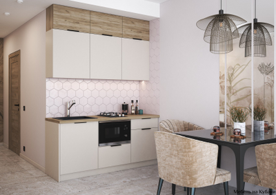 Бохо кухня 1,8 м Дуб Крафт Серый/Кашемир