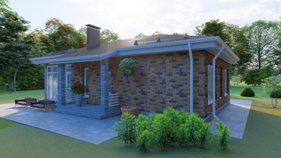 Одноэтажный дом с двумя спальнями 93м² (S60)