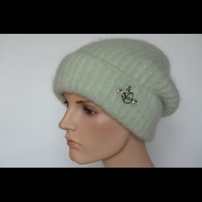 Берет вязаный с отворотом Vizio Италия 6946 BRO мятный