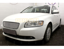 Защита радиатора Volvo S40 II (рестайлинг) 2007-2012 3D chrome верх (устанавливается вместо штатной)