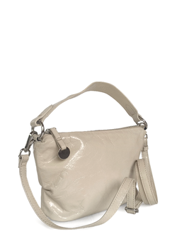 (АРТИКУЛ: 9950/1) СУМКА ЖЕНСКАЯ МАЛЕНЬКАЯ, НАТУРАЛЬНАЯ ГЛЯНЦЕВАЯ КОЖА, БЕЖЕВАЯ, С ПЛЕЧЕВЫМ РЕМНЕМ