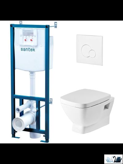 ПЭК Santek Нео 1.WH30.2.463 - Инсталляция, прямоугольный унитаз, белая кнопка смыва купить у Marysя