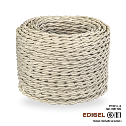 Витой ретро провод 2х1.5 бежевый бухта