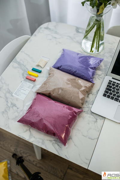 Набор цветных свечей: фиолетовые "Фиолетовый" - 1кг; красные "Малиновый" - 1кг; бежевые "Бежевый" - 1кг