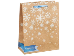 Пакет крафтовый вертикальный «Волшебные снежинки», 12 × 15 × 5,5 см