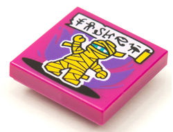 Tile 2 x 2 with Groove with BeatBit Album Cover - Yellow Mummy Pattern, Magenta (3068bpb1638)