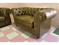 Новый диван CHESTERFIELD из Финляндии, натуральная итальянская анилиновая кожа с эффектом старения.