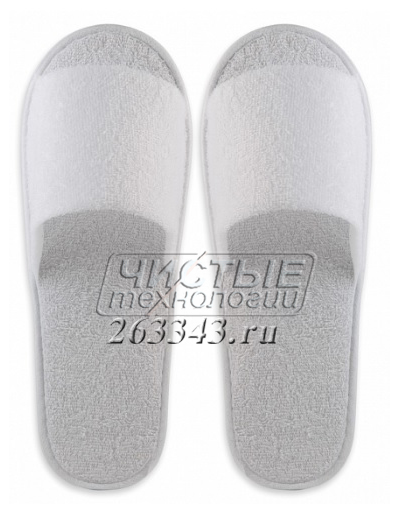 Тапочки махровые, открытый нос, подошва ЭВА 3мм