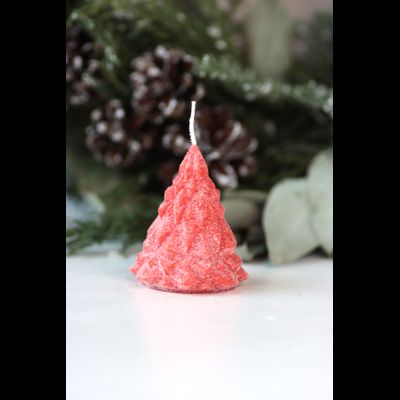Свеча "Ёлка хрусталь" Алый с блёстками