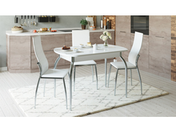 Стол обеденный Босфор раскладной Белый/стекло Белое