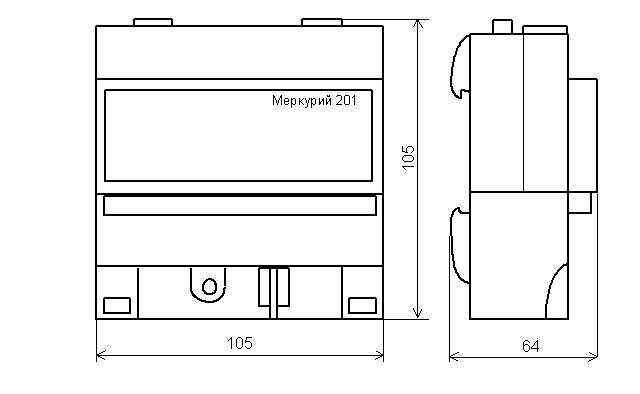 ГАБАРИТНЫЙ ЧЕРТЕЖ СЧЕТЧИКА МЕРКУРИЙ 201