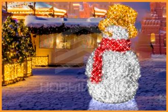 Снеговик из мишуры в шляпе, 180 см