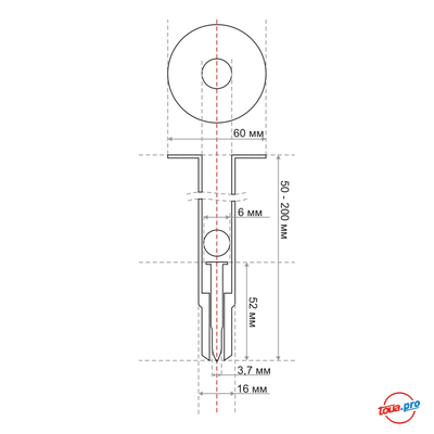 Тарельчатый дюбель с гвоздем для монтажа теплоизоляции GNINR-200-6-IP