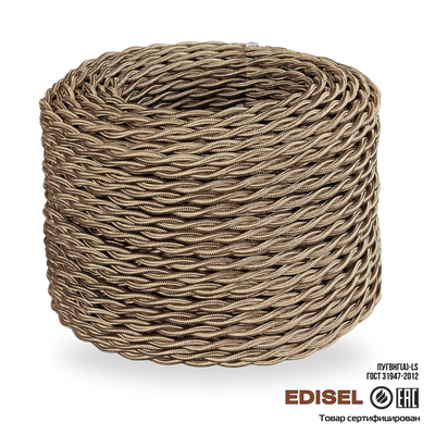 ретро провод 2х2.5 бронзовый шелк бухта 50м