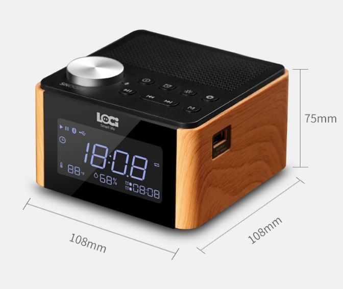Домашняя метеостанция с датчиком температуры и влажности LOCI H70 - Bluetooth колонка СТЕРЕО, с инфо