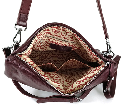 (АРТИКУЛ: 8396/22) СУМКА ЖЕНСКАЯ, НЕБОЛЬШАЯ, НАТУРАЛЬНАЯ КОЖА, БОРДОВАЯ, ДВА ОТДЕЛЕНИЯ, С ДВУМЯ ПЛЕЧЕВЫМИ РЕМНЯМИ