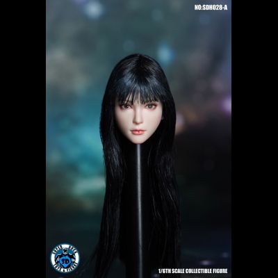 Женская голова (скульпт) с длинными черными волосами - 1/6 scale Female Headsculpt (SDH028A) - SUPER DUCK