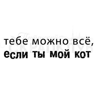 Штамп с надписью Тебе можно всё, если ты мой кот