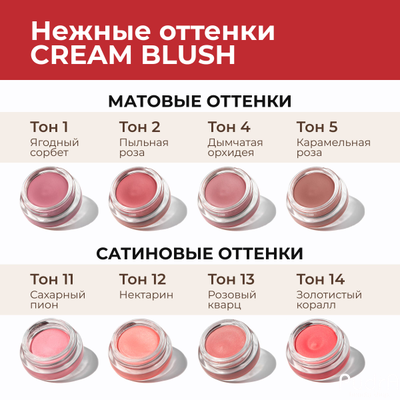 ART VISAGE Кремовые румяна "CREAM BLUSH" | Арт Визаж Тон 01 ягодный сорбет