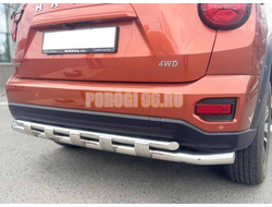 Защита заднего бампера двойная с перемычками Папа Тюнинг d60/42 для Haval H7 2025-