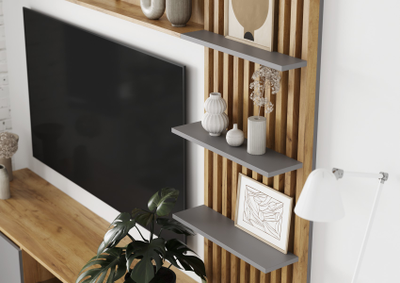 Бостон стенка НМ-001 НМ-001 Дуб крафт золотой/ЛДСП Серый шифер