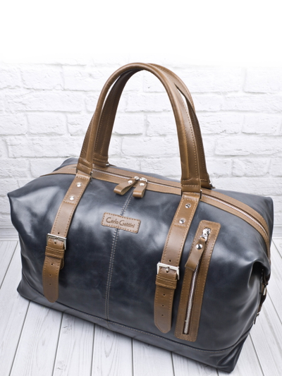 Кожаная дорожная сумка Campora Premium dark blue (арт. 
4019-54)