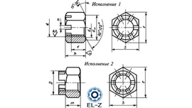 Гайки шестигранные прорезные и корончатые ГОСТ 5918-73 