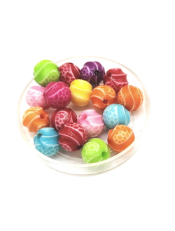 Бусины пластиковые фигурные, 8 мм рельефная микс