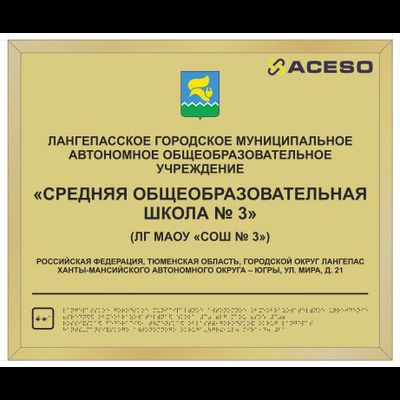 Информационно-тактильный знак (информационное табло в рамке), 600х500 мм, рельефный, пластик, металл