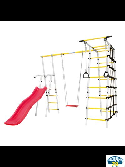 Детский спортивный комплекс для дачи ROMANA Богатырь (серый/желтый) (с фанерными качелями)