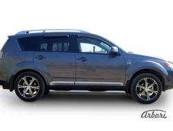 Защита порогов d76 с проступями Arbori нерж. сталь для Mitsubishi OUTLANDER XL 2007-2009 ( AFZDAMXL08 )