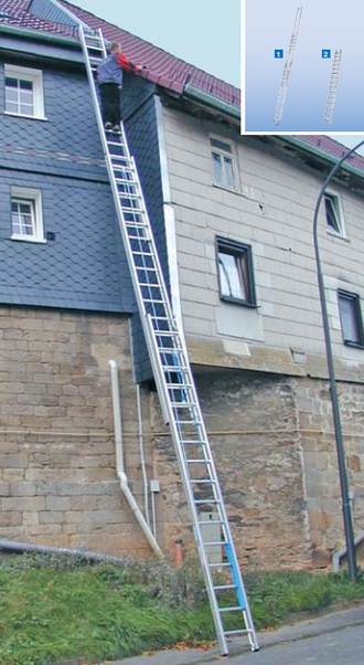 Трехсекционная лестница с  перекладинами, выдвигаемая  тросом STABILO®  Professional