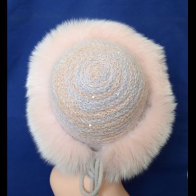 Шапка с мехом розовая Vizio Италия 5525