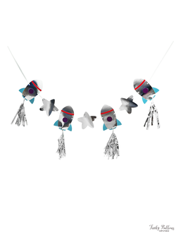 Гирлянда фольгированная с кисточками  "Ракета и звезды"