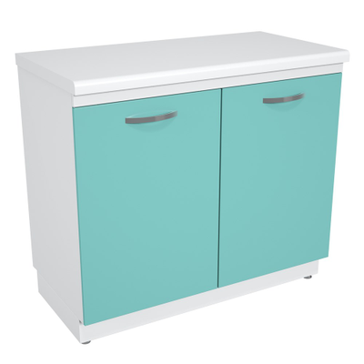 Тумба металлическая медицинская с полкой на подиуме ТМД-2.0