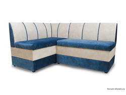 Кухонный Угловой диван "Форум-8" Синий/Слоновая кость Левый