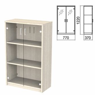 Шкаф закрытый со стеклом "Арго", 770х370х1220 мм, ясень шимо