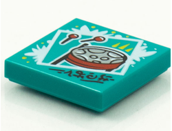 Tile 2 x 2 with Groove with BeatBit Album Cover - Red Steel Drum Pattern, Dark Turquoise (3068bpb1569)