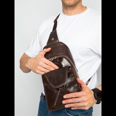 Кожаный кросс-боди рюкзак Crespino brown (арт. 
3106-52)