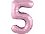 Шар (40''/102 см) Цифра, 5 Slim, Фламинго, 1 шт. в уп.
