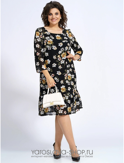 Модель: 2148.Шифоновое женское платье с принтом "розы"