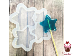 Форма силиконовая для леденцов Звездочки ассорти 4яч.